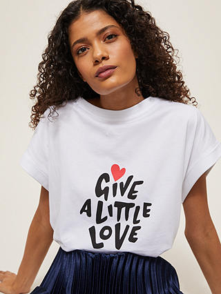 Give a Little Love Cotton Tank T-Shirt, White/Red