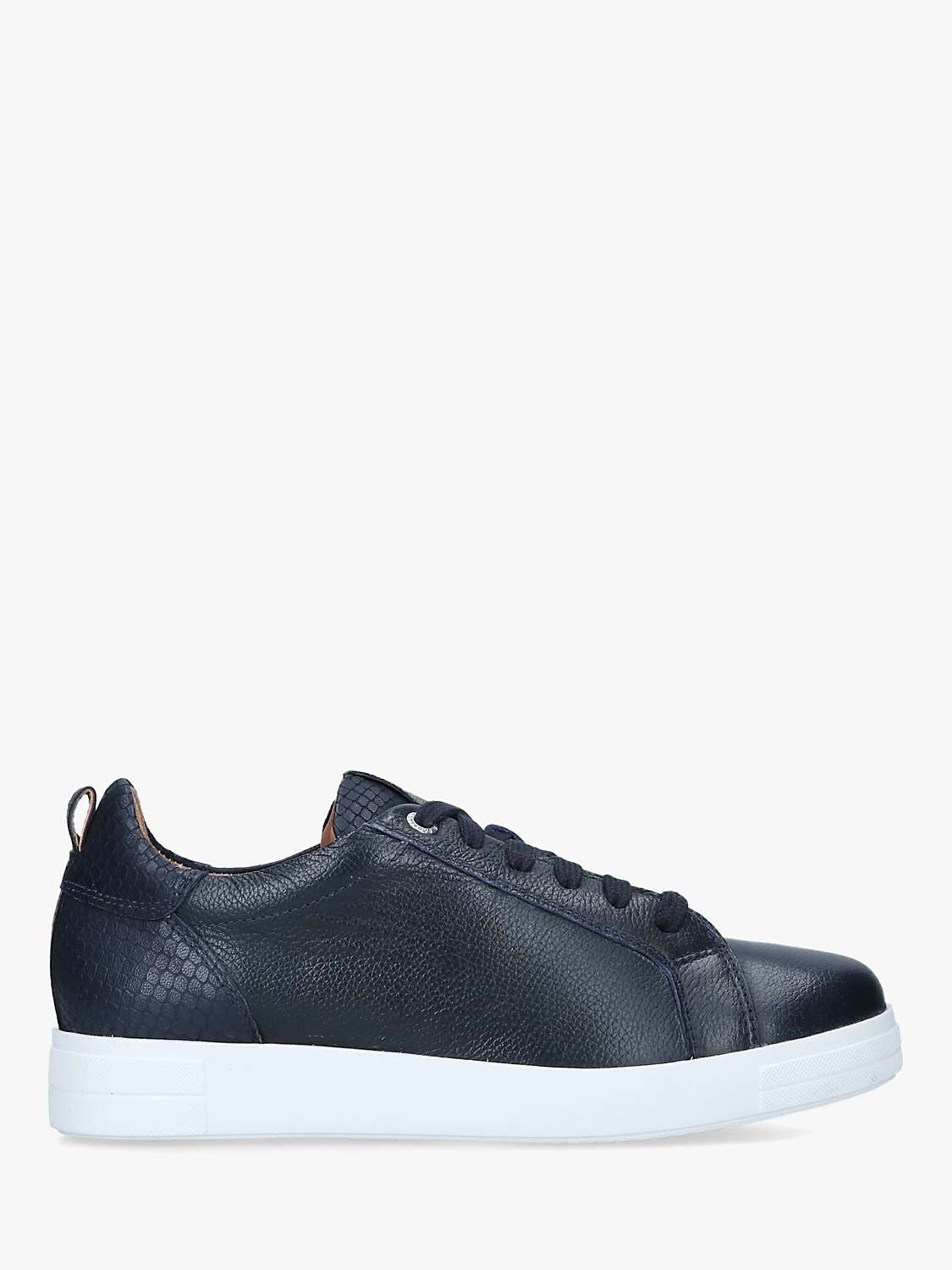 Carvela Comfort Curious Leather Lace Up Trainers, Navy at John Lewis ...