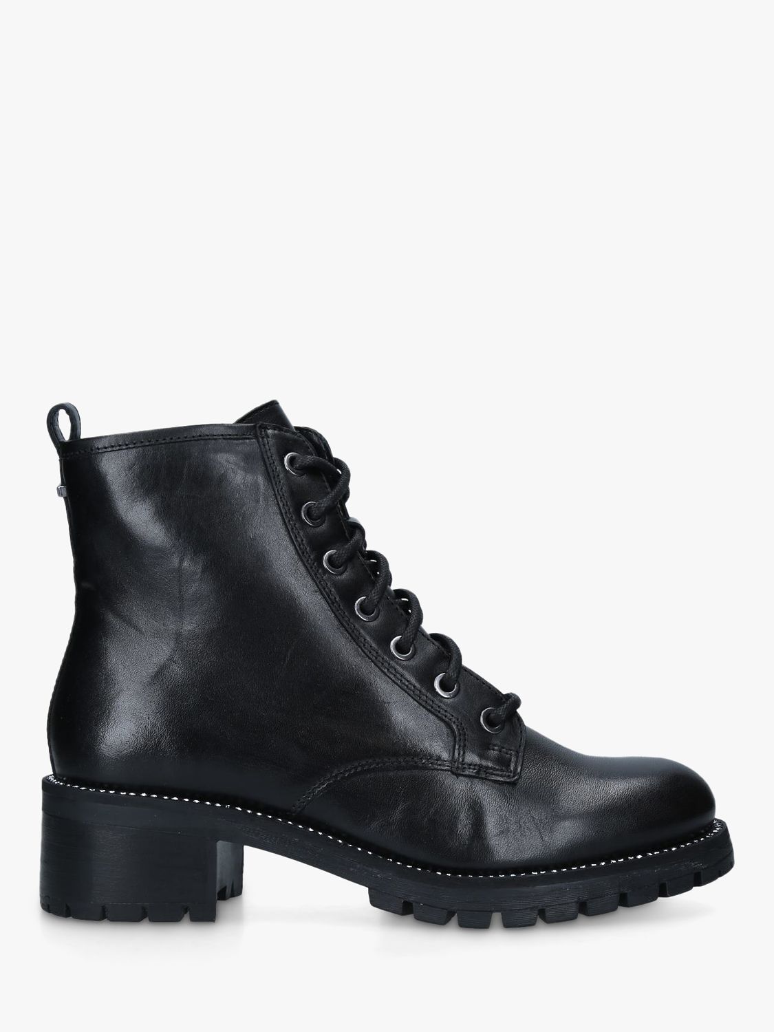 Carvela Treaty Leather Lace Up Ankle Boots, Black