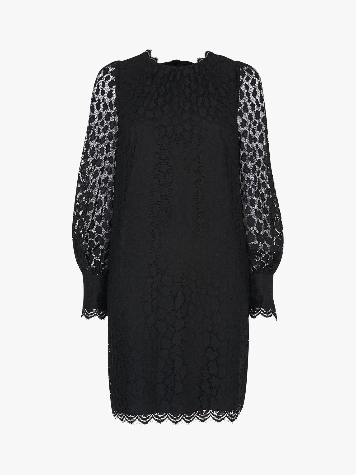 Whistles Animal Lace Dress, Black at John Lewis & Partners