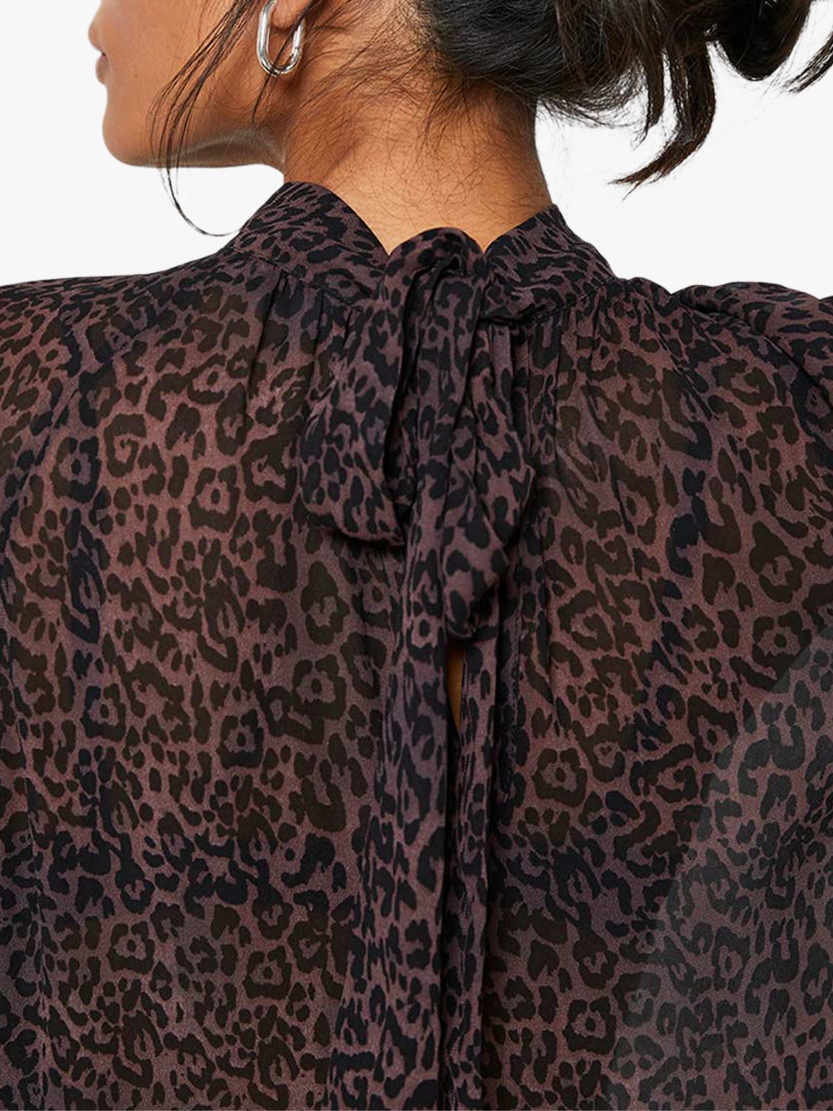 Mint Velvet Isabel Leopard Print High Neck Top Redmulti 5203