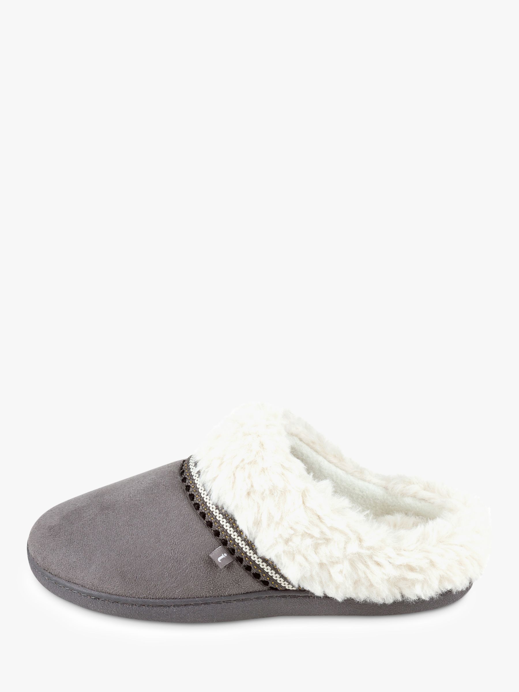 totes Suedette Mule Slippers, Grey at John Lewis & Partners