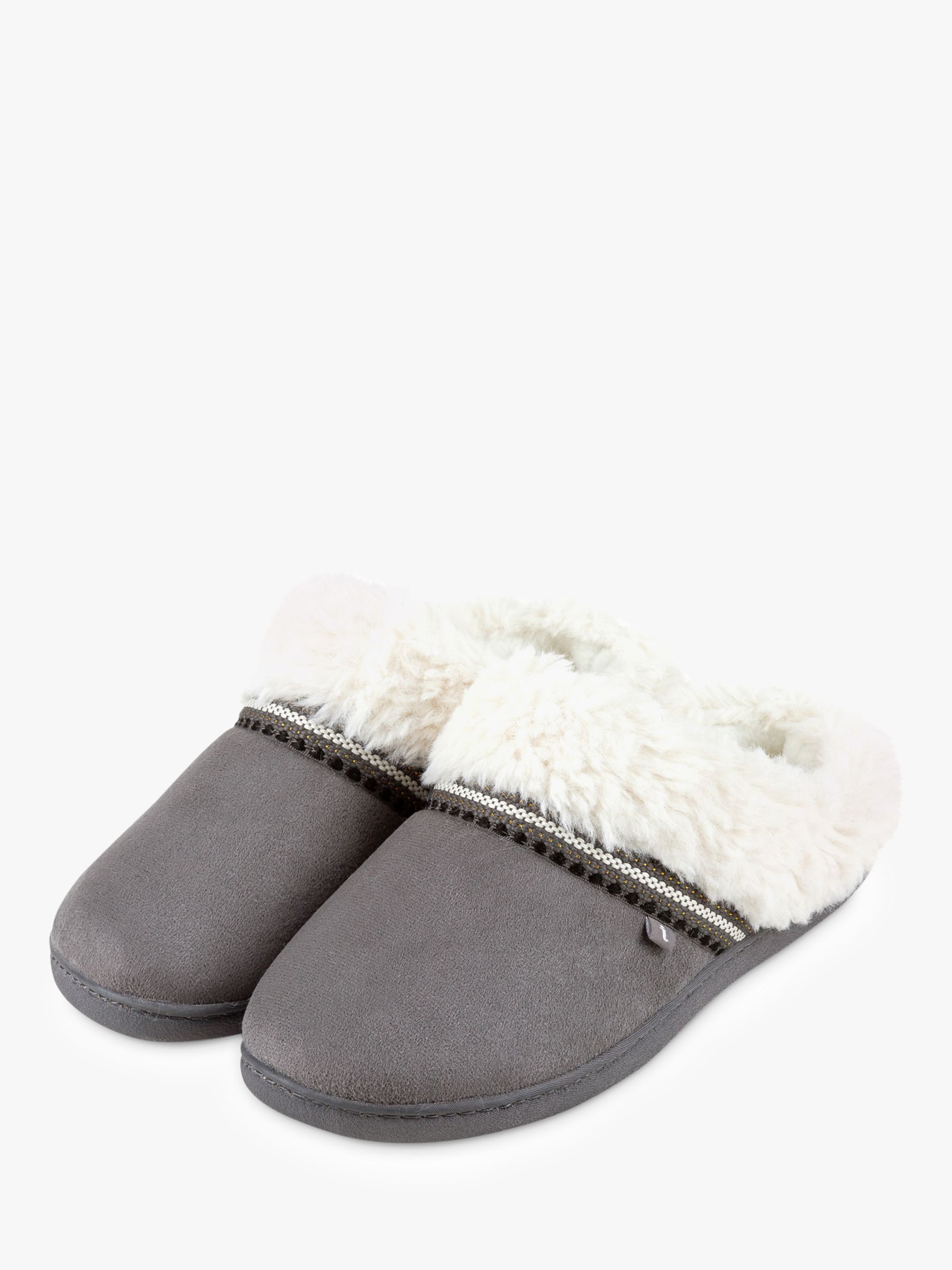 totes Suedette Mule Slippers, Grey