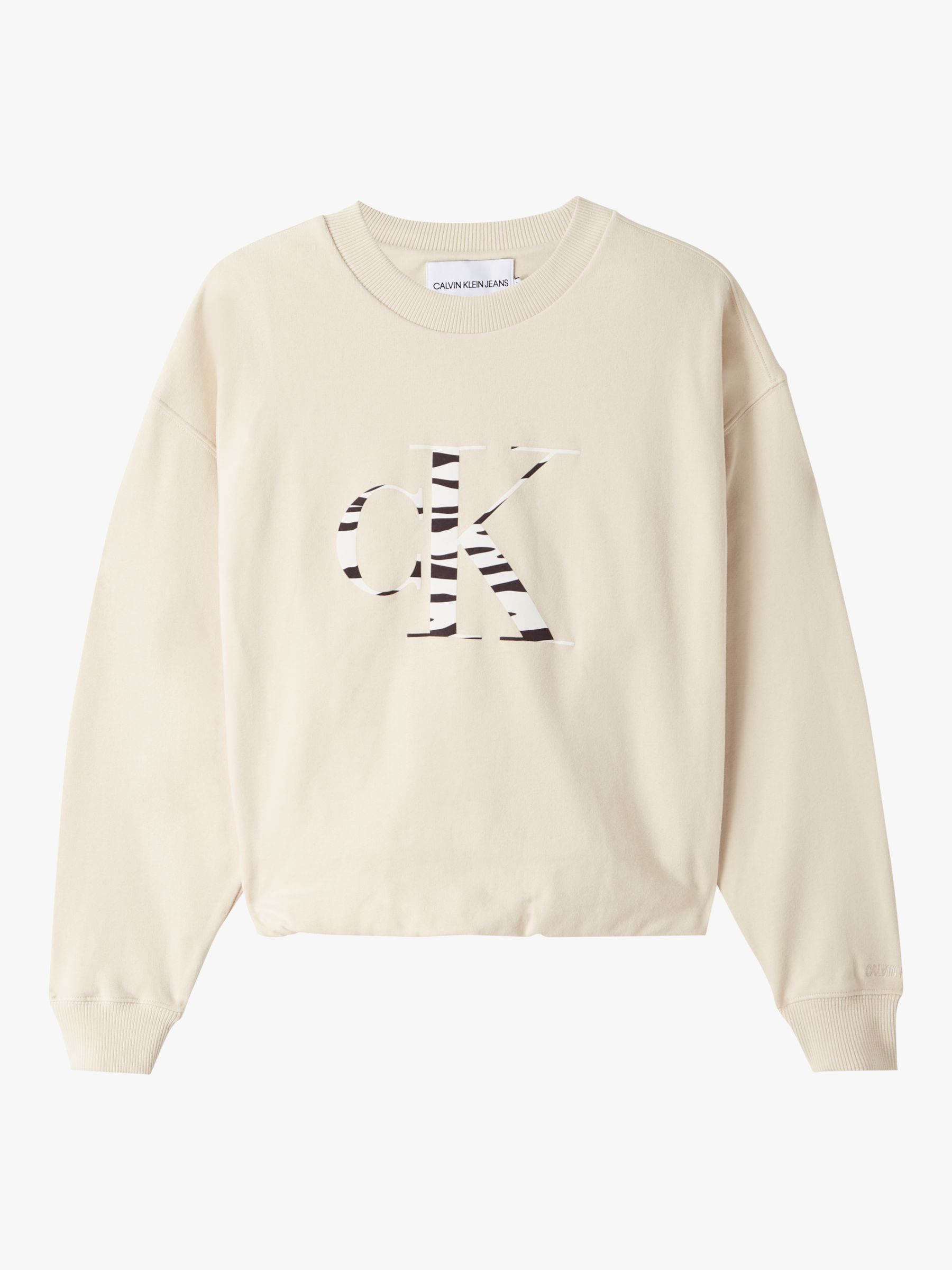 Calvin Klein Logo Zebra Sweatshirt, Soft Cream