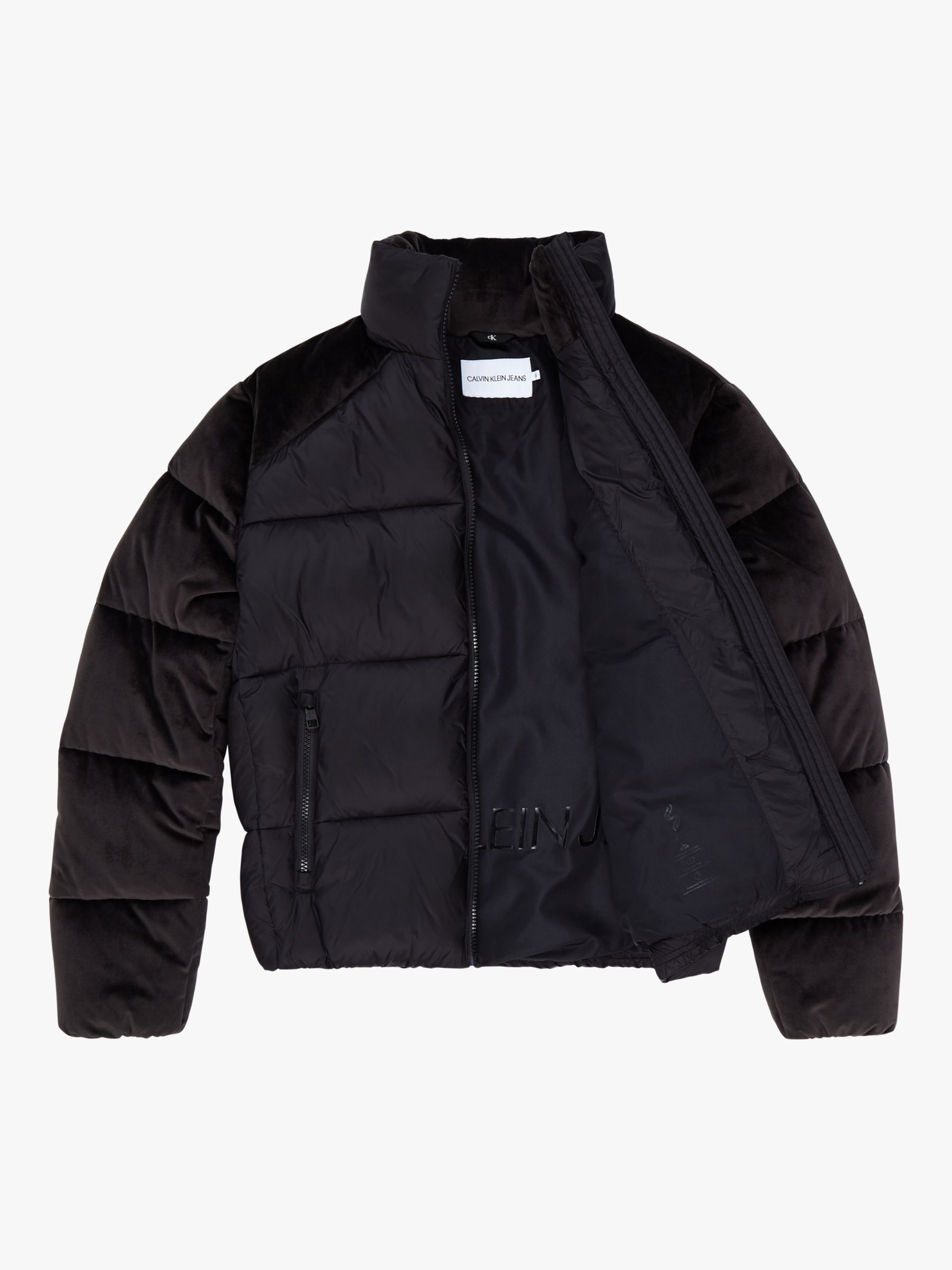 Calvin Klein Velvet Puffer Jacket, Black