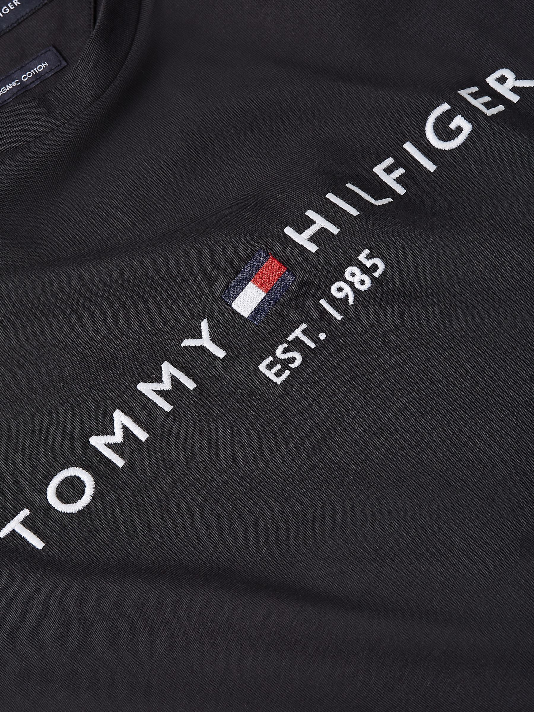 Tommy Hilfiger Flag Logo Crew Neck T-Shirt, Jet Black at John Lewis ...