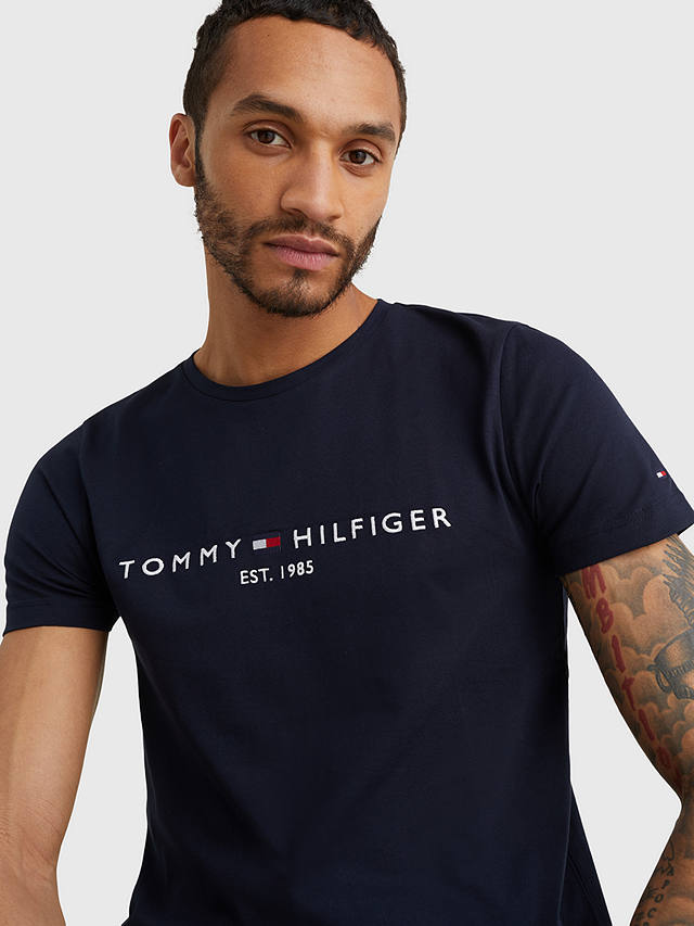 Tommy Hilfiger Flag Logo Crew Neck T-Shirt, Sky Captain