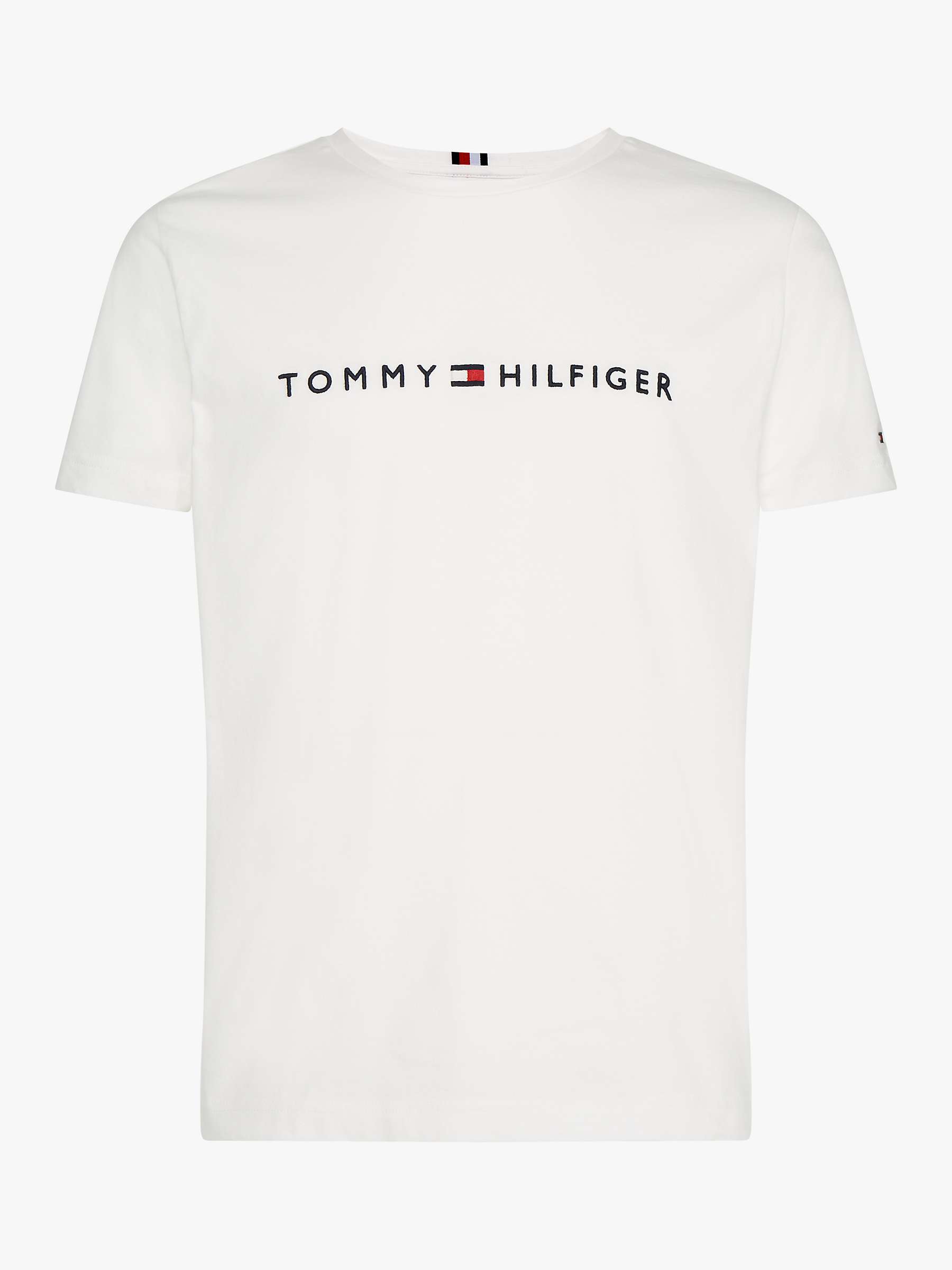 Tommy Hilfiger Flag Logo Crew Neck T-Shirt, Snow White at John Lewis ...