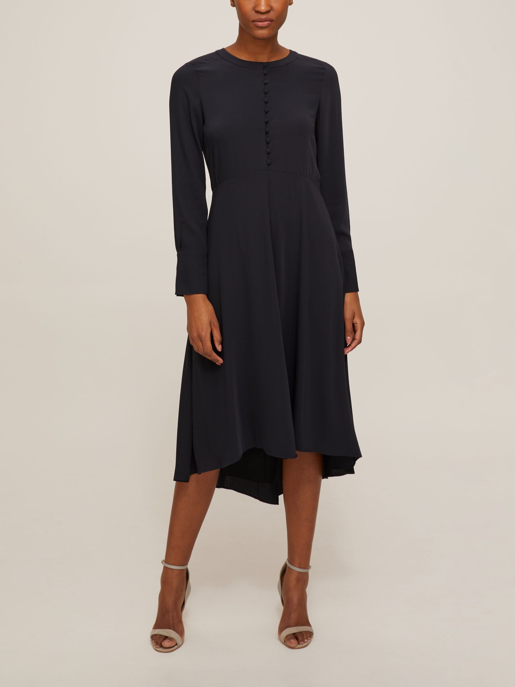 Club Monaco Button Front High Low Midi Dress, Black