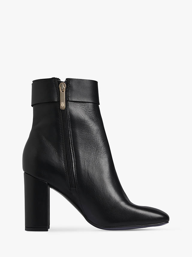 Tommy Hilfiger Square Toe Leather Ankle Boots, Black at John Lewis ...