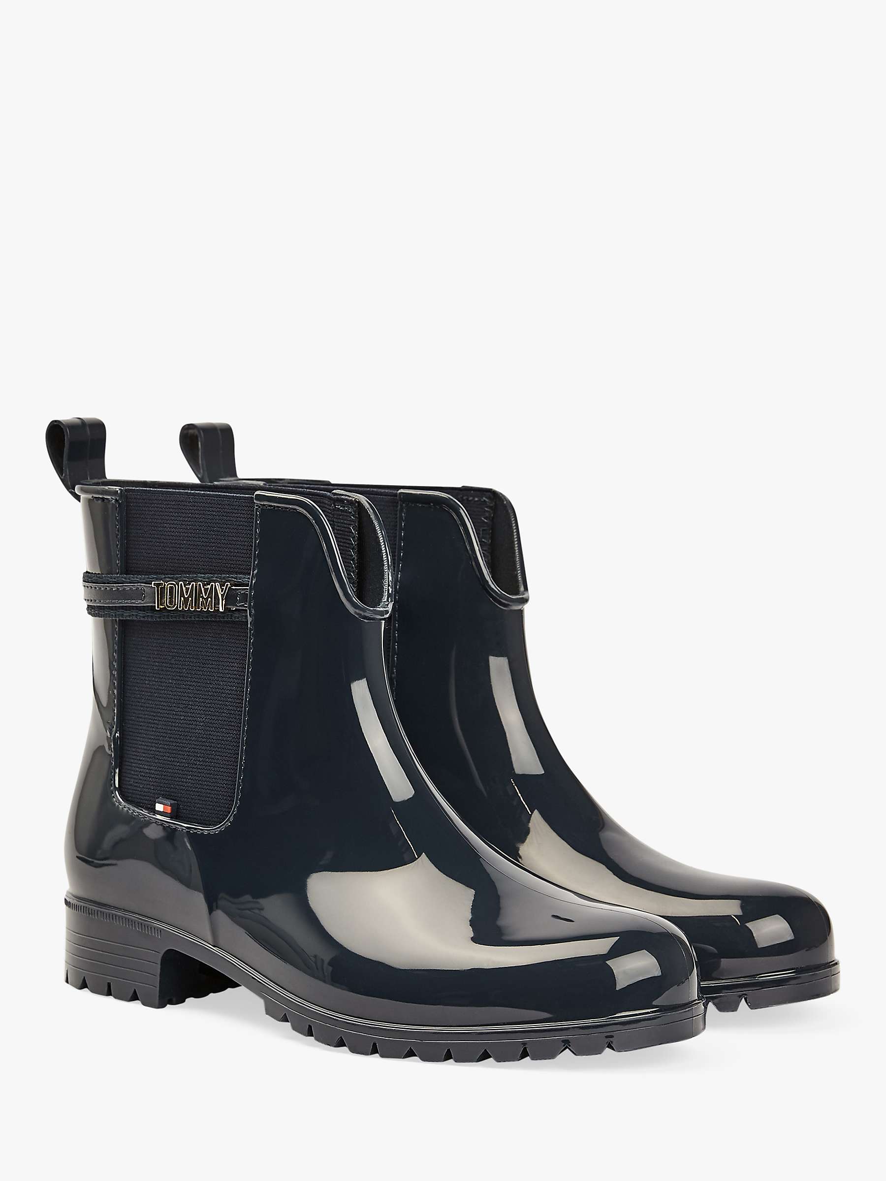 Tommy Hilfiger Logo Ankle Rain Boots, Desert Sky at John Lewis & Partners