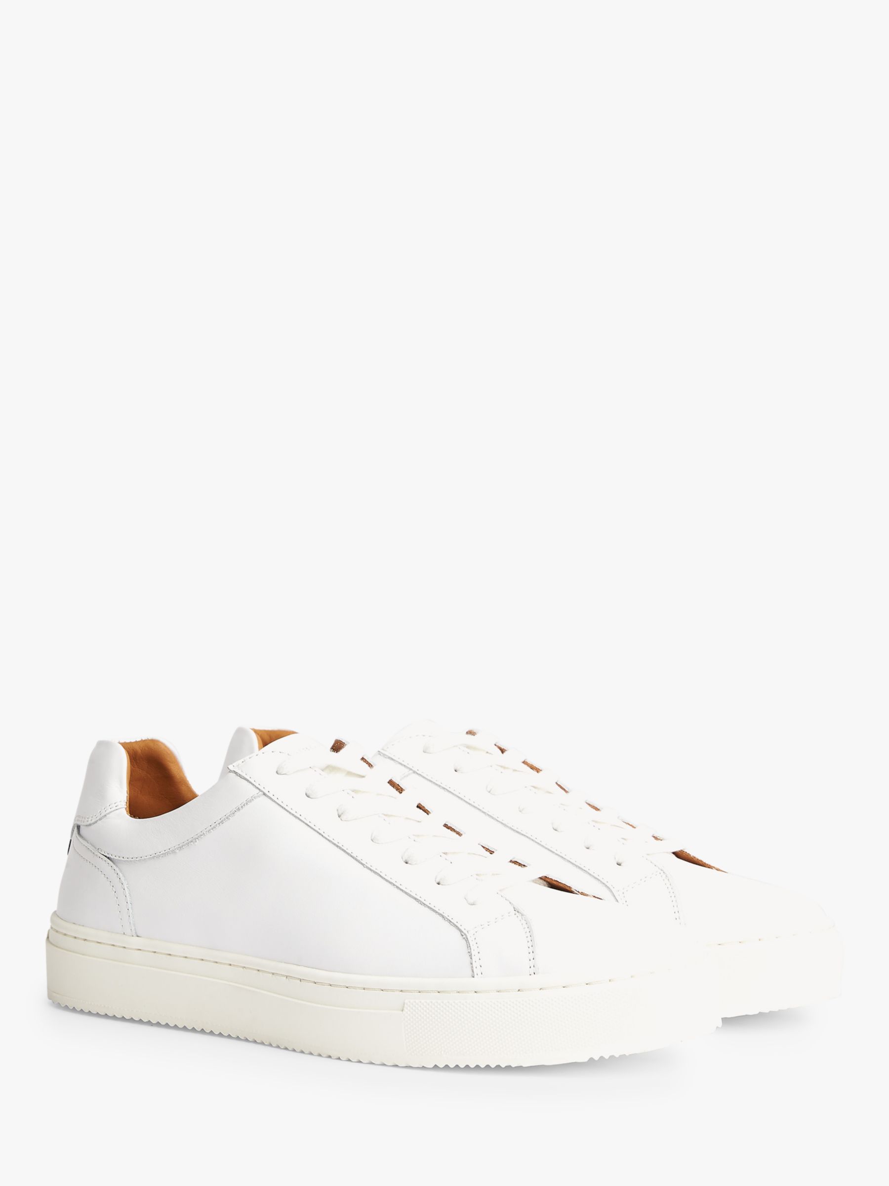 Tommy Hilfiger Premium Leather Cupsole Trainers, White at John Lewis ...