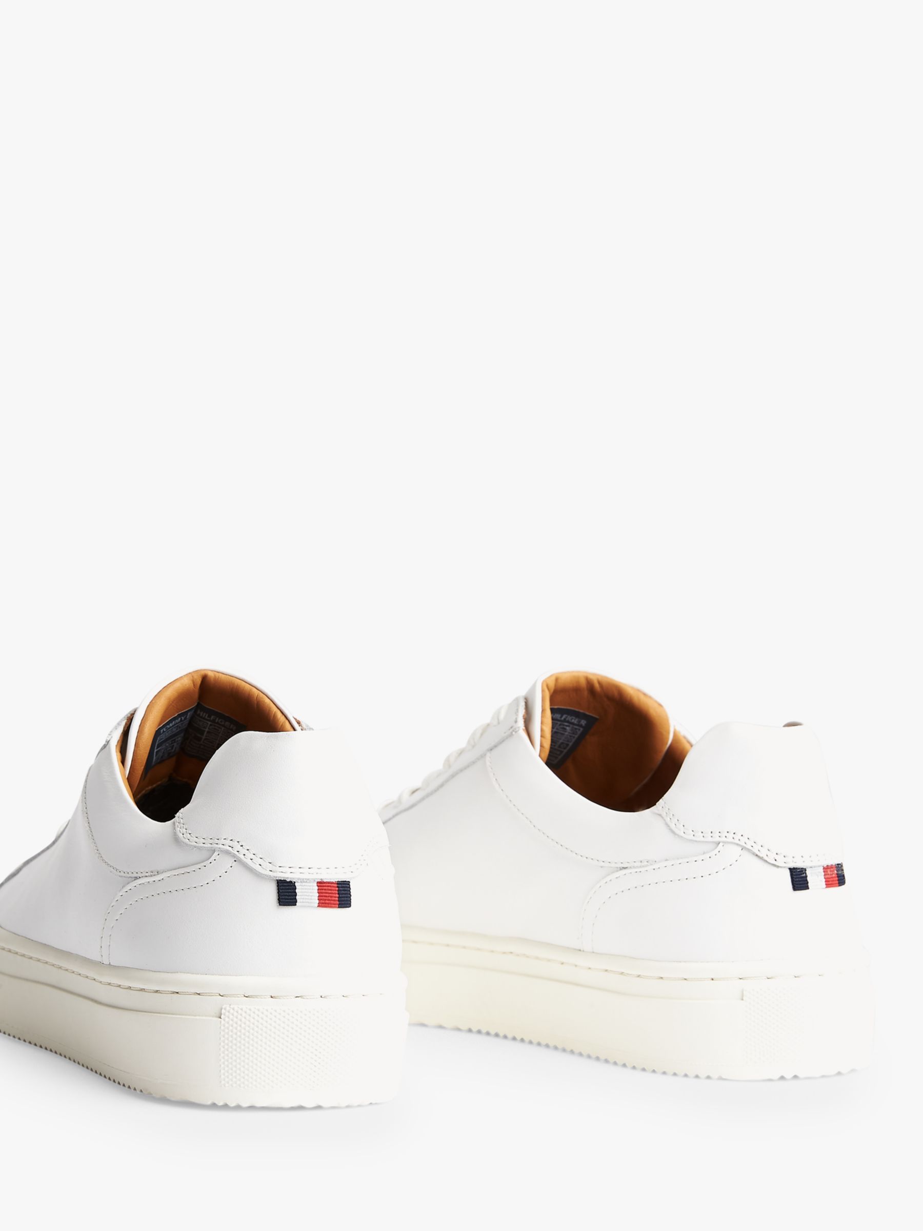 Tommy Hilfiger Premium Leather Cupsole Trainers, White at John Lewis ...