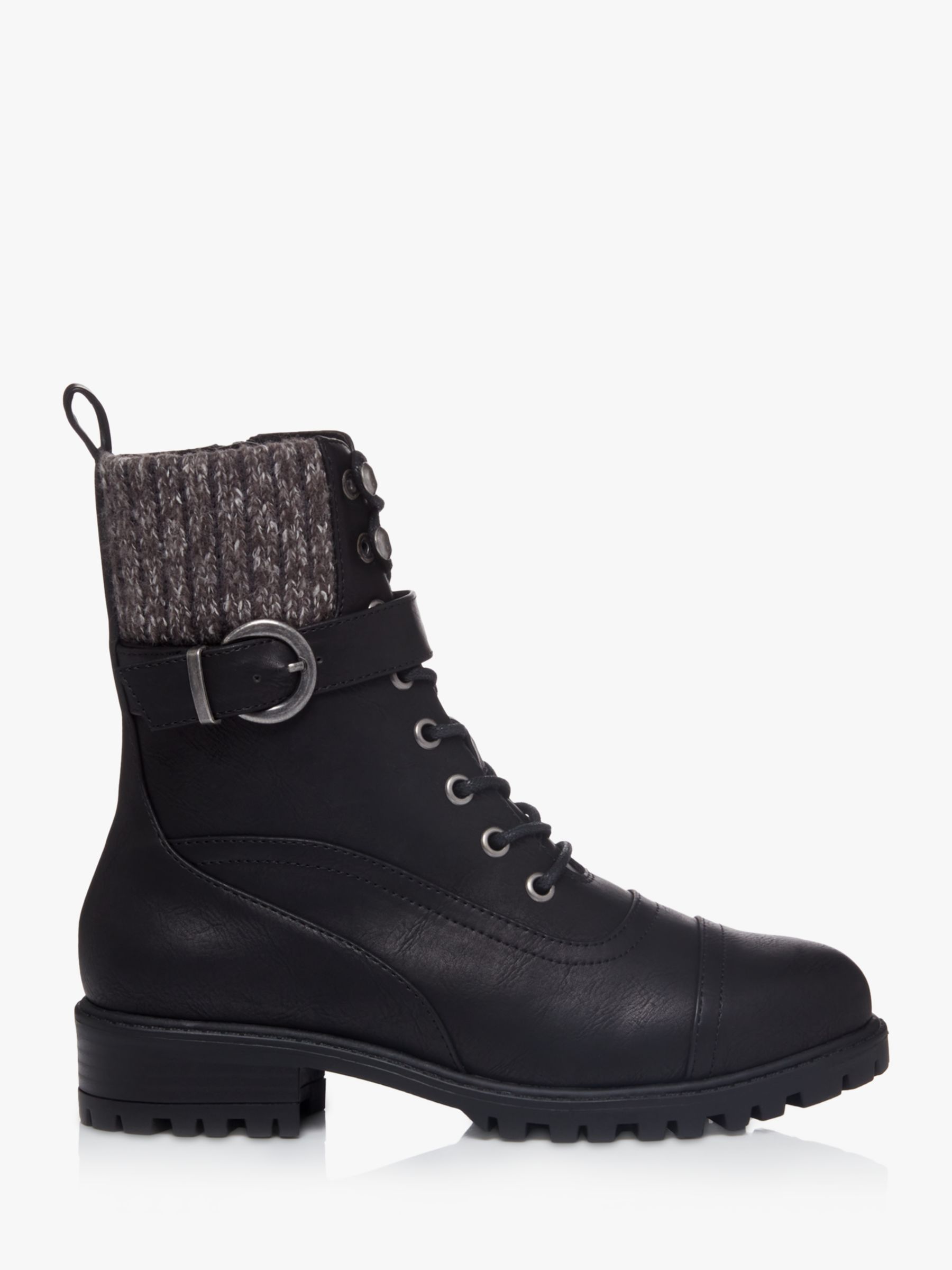 Head Over Heels Prenna Knitted Cuff Ankle Boots, Black at John Lewis