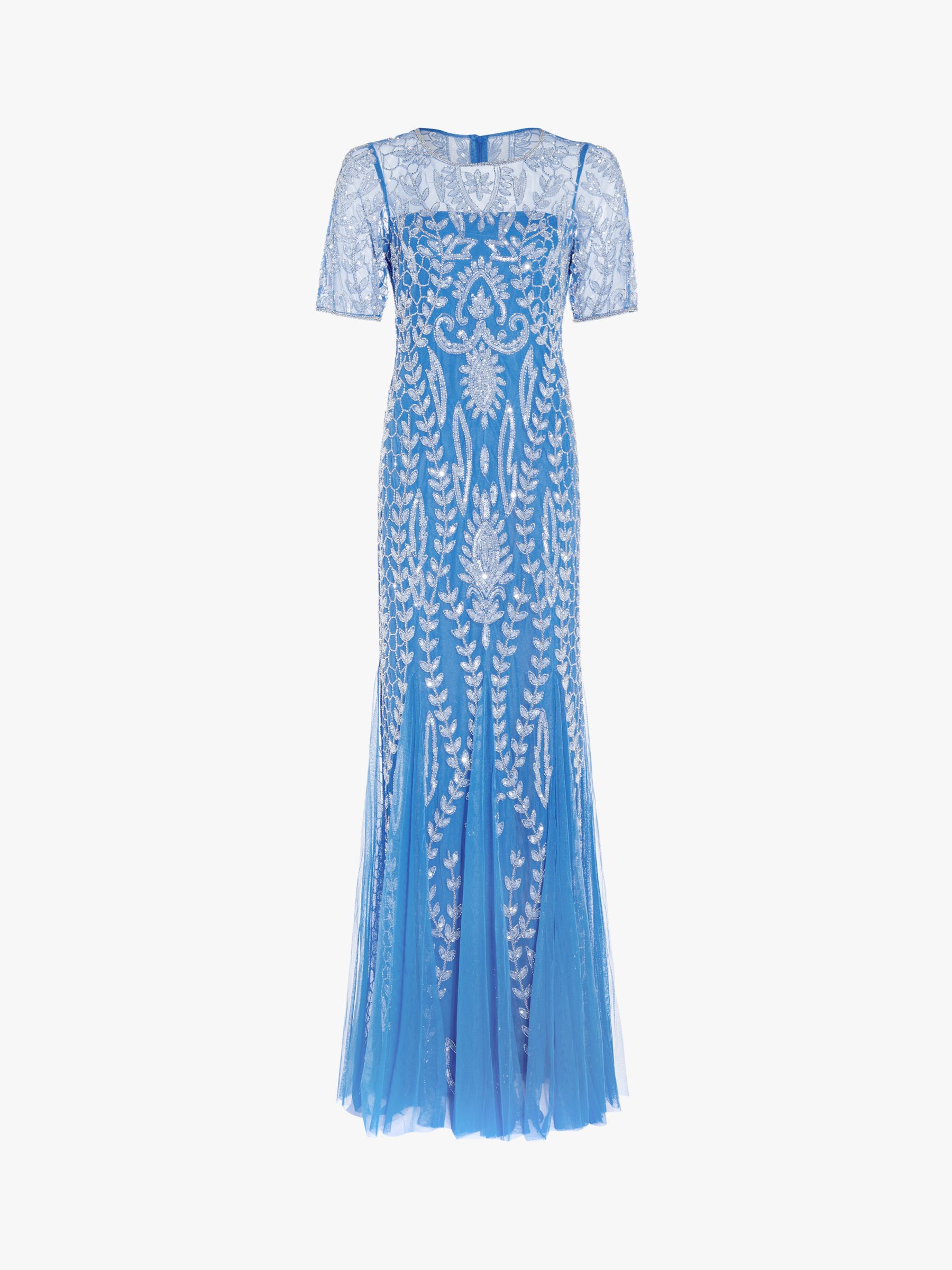 Adrianna Papell Floral Embellished Maxi Gown Godets
