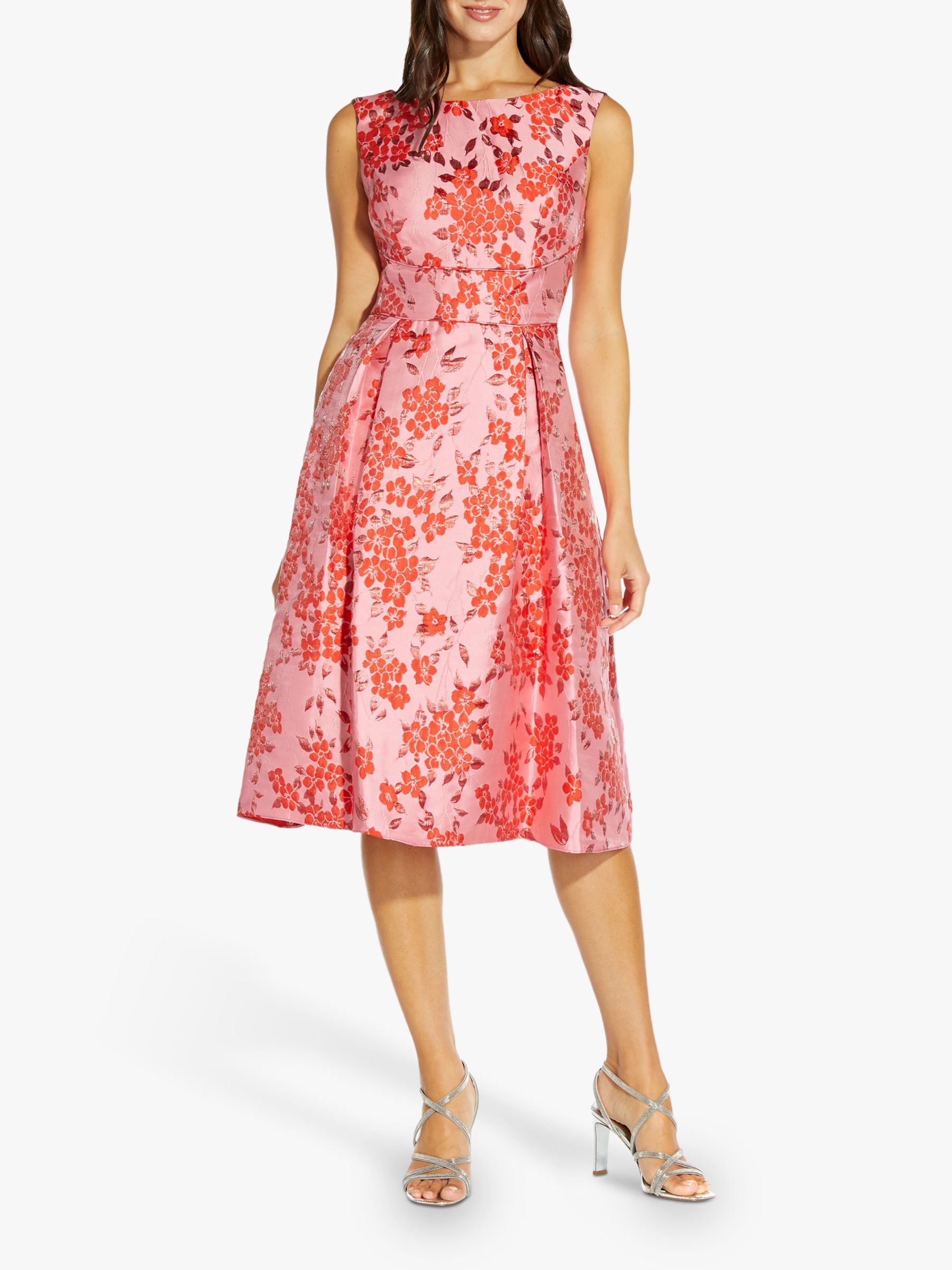 Adrianna Papell Floral Jacquard Midi Dress, Fuchsia