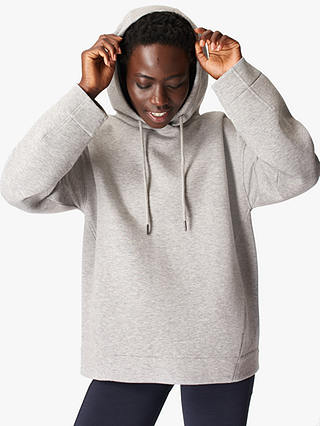 Sweaty Betty Time Out Organic Cotton Blend Hoodie, Cloud Grey Marl