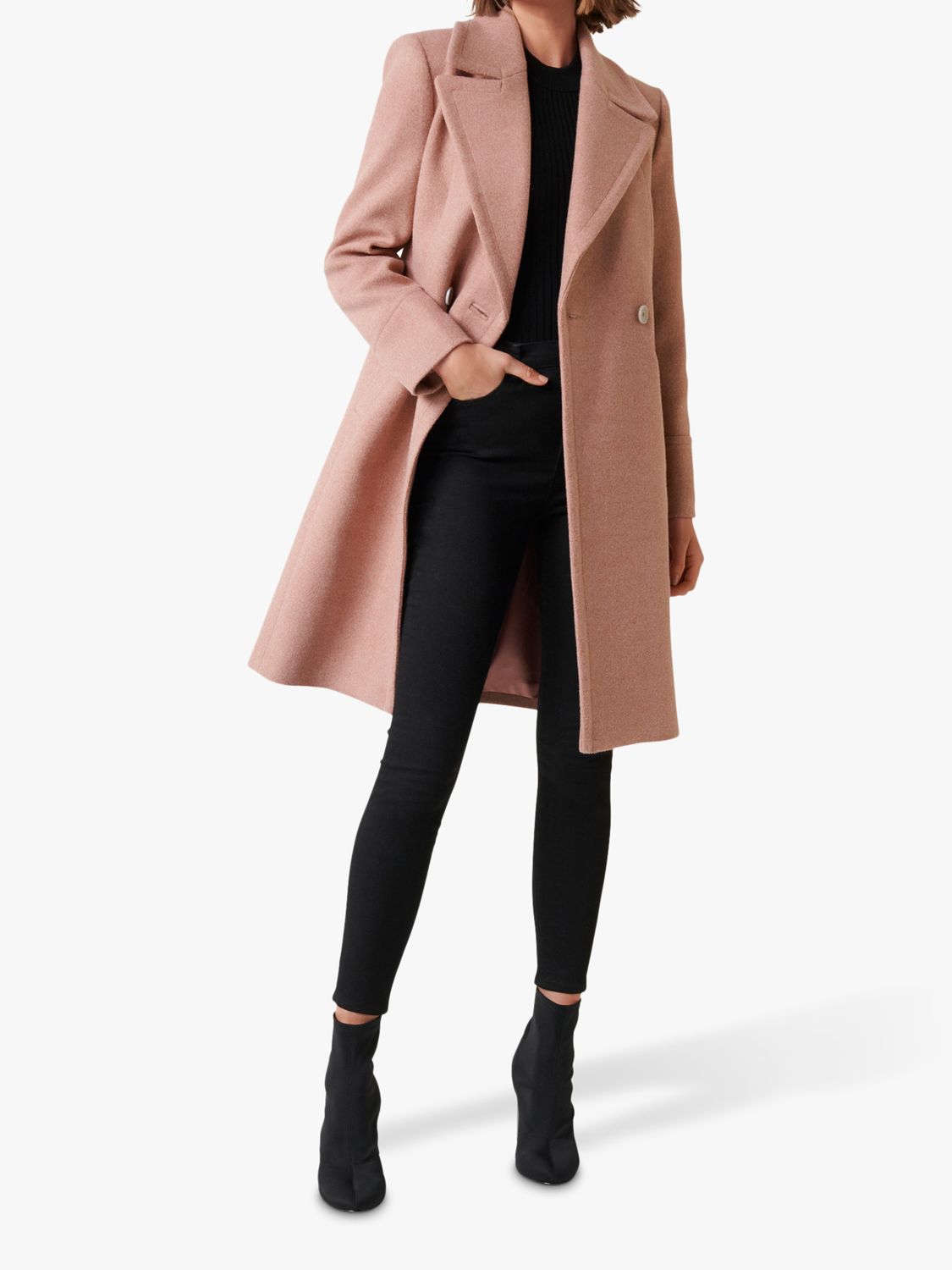 Forever New Rose Double Breasted Coat, Pink