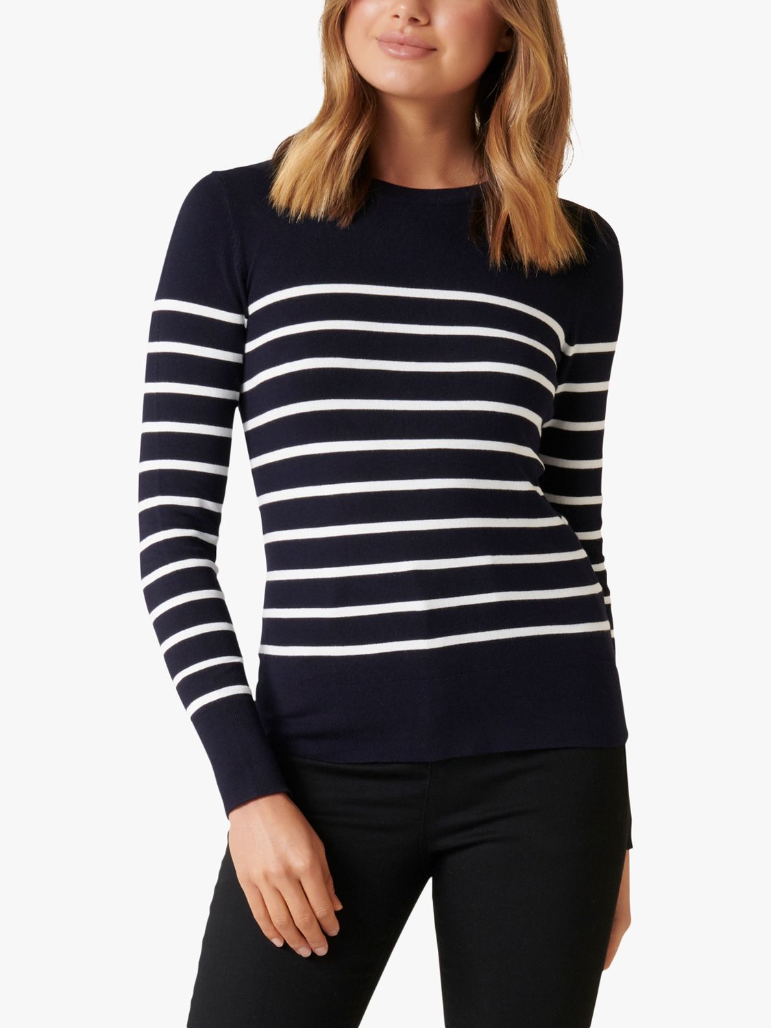 Forever New Sharon Stripe Jumper, Black/White