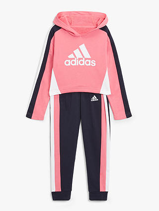 adidas Children's Hooded Cropped Tracksuit, Pink