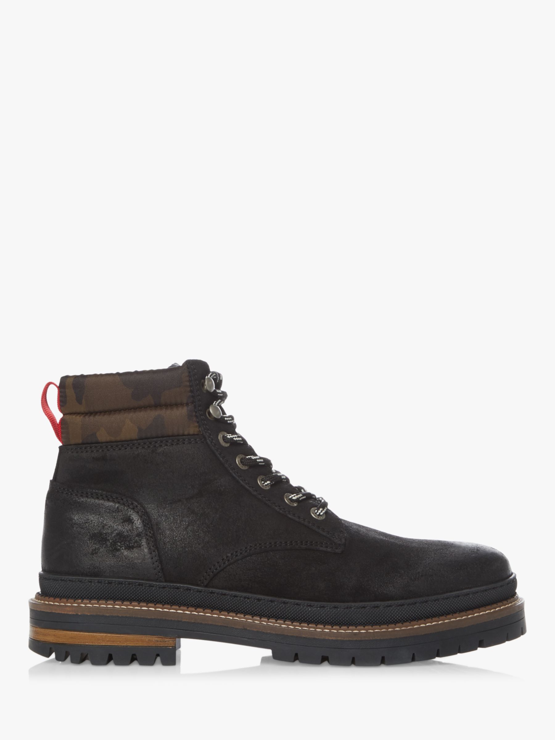 Dune Cordial Suede Chunky Hiker Boots, Black at John Lewis & Partners