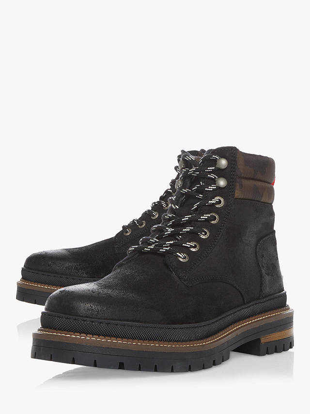 Dune Cordial Suede Chunky Hiker Boots, Black