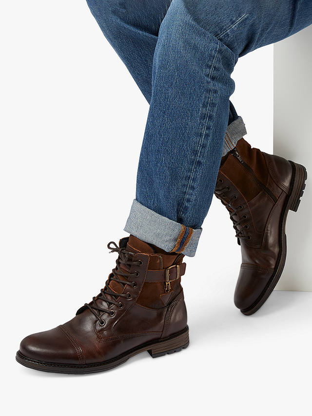 Dune Call Casual Buckle Detail Ankle Boots, Brown