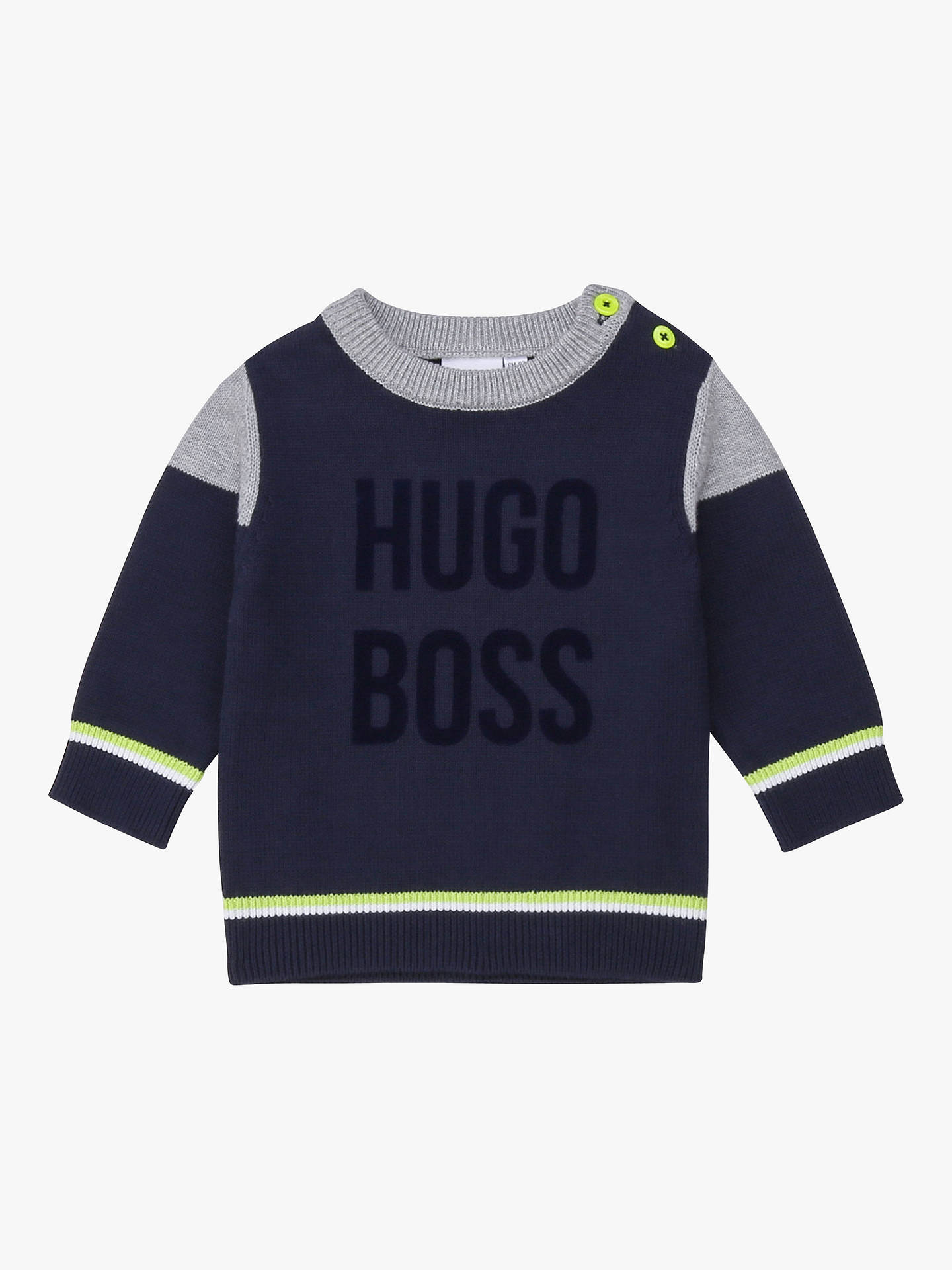 HUGO BOSS Baby Combed Cotton Knit Jumper, Navy at John Lewis & Partners