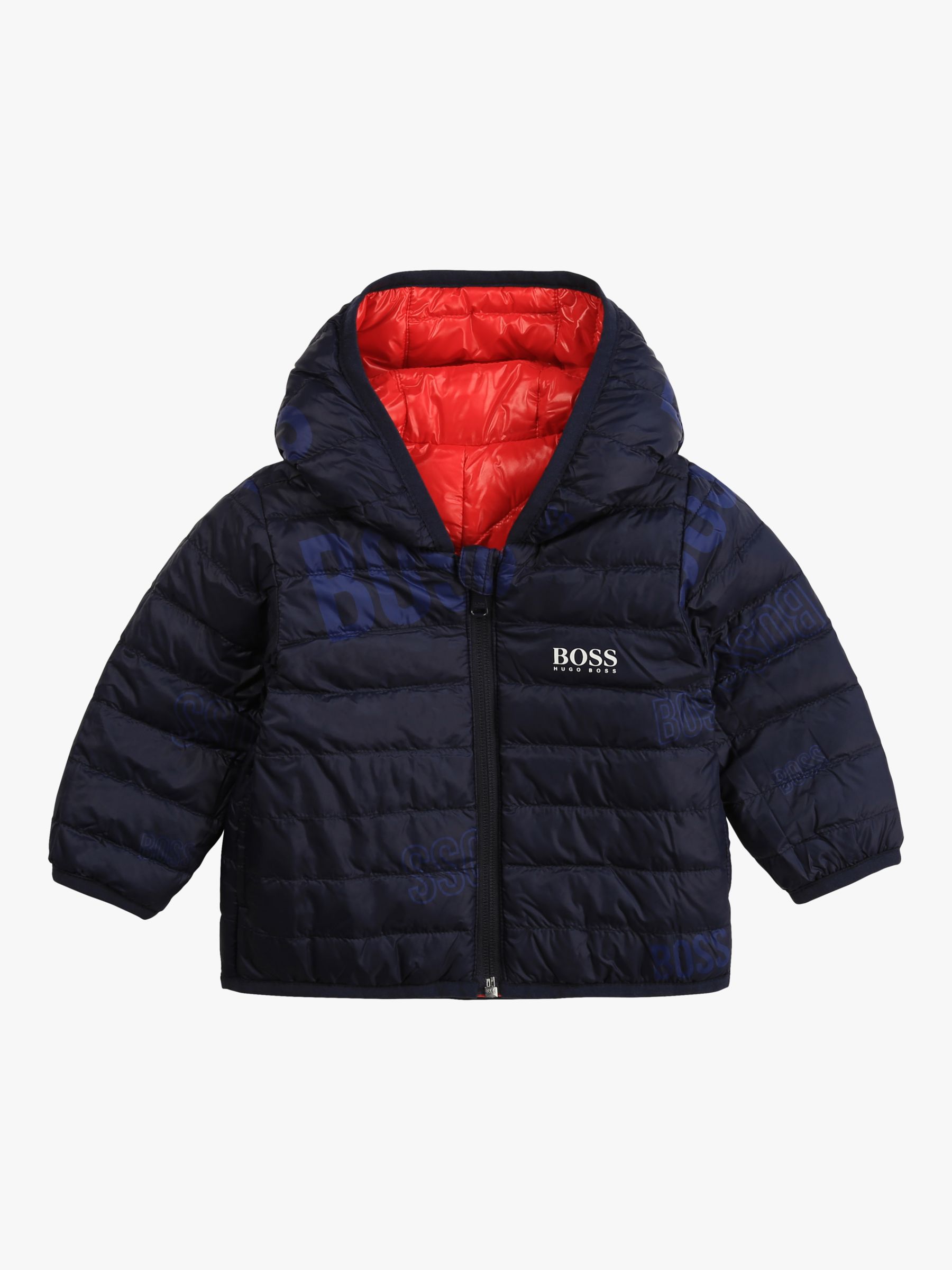 HUGO BOSS Baby Reversible Waterproof Puffer Jacket, Red/Navy at John ...