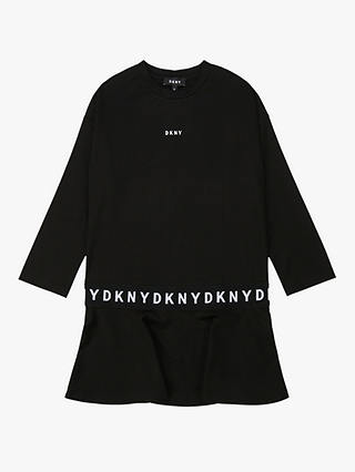 DKNY Girls' Logo Flared Dress, Black