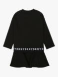 DKNY Girls' Logo Flared Dress, Black