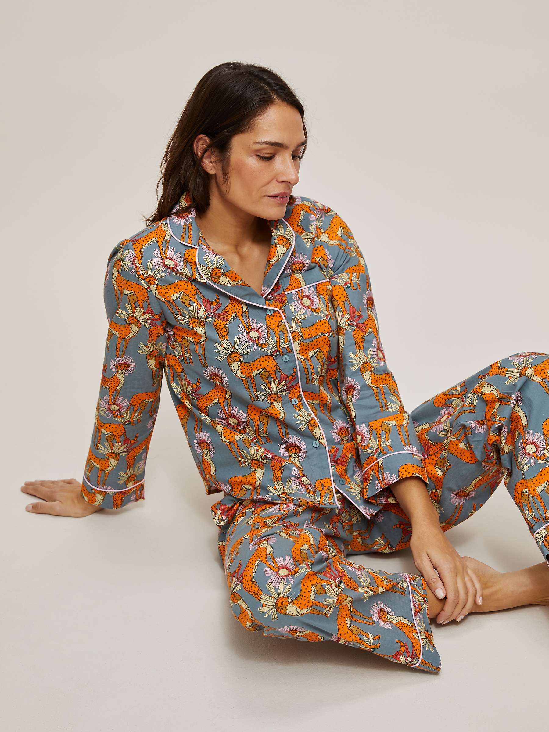 Buy Their Nibs Untamed Cheetah Cotton Pyjama Set, Grey Online at johnlewis.com