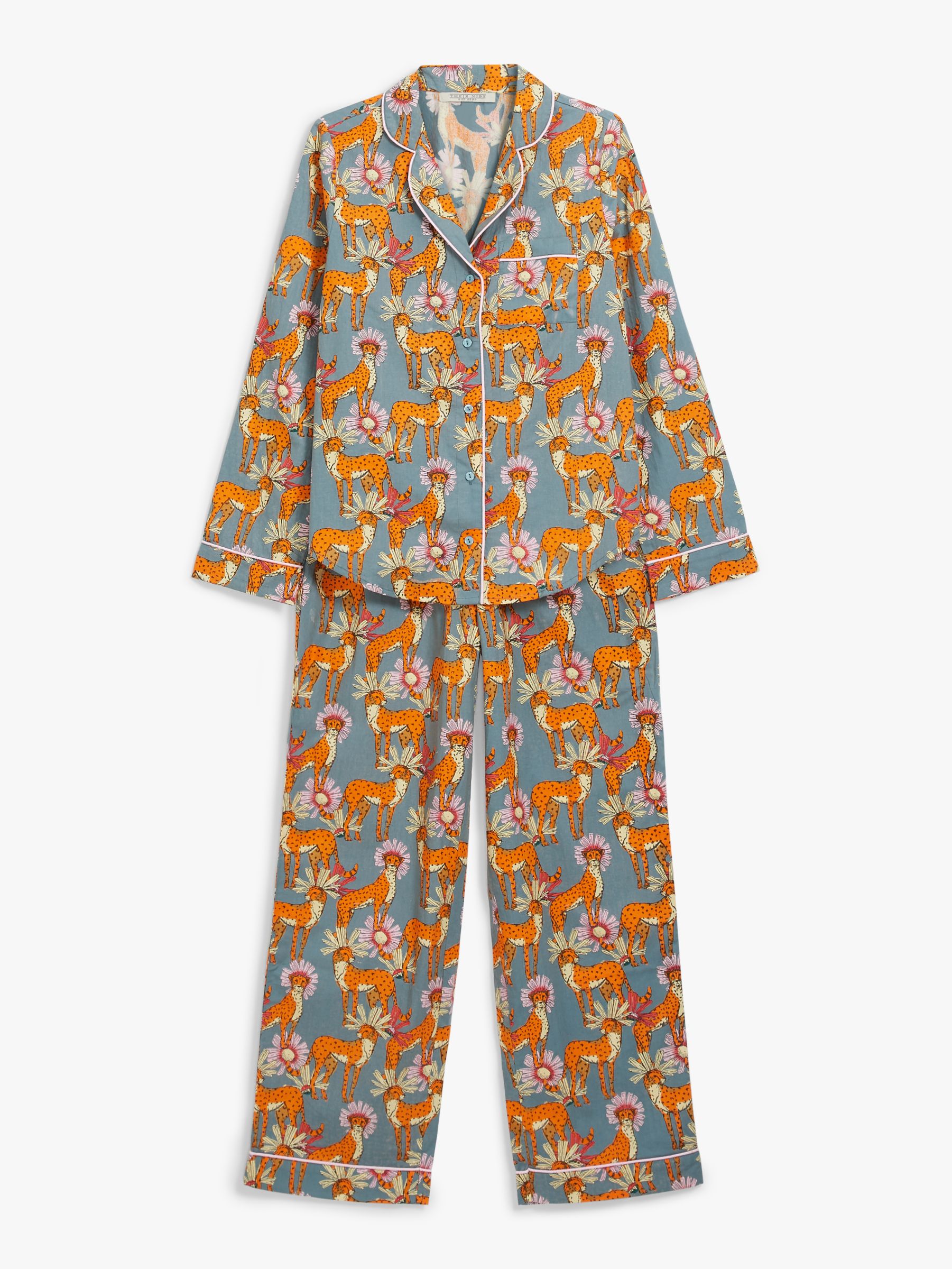 Their Nibs Untamed Cheetah Cotton Pyjama Set, Grey, S
