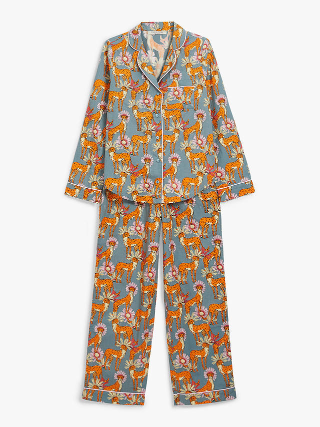 Their Nibs Untamed Cheetah Cotton Pyjama Set, Grey