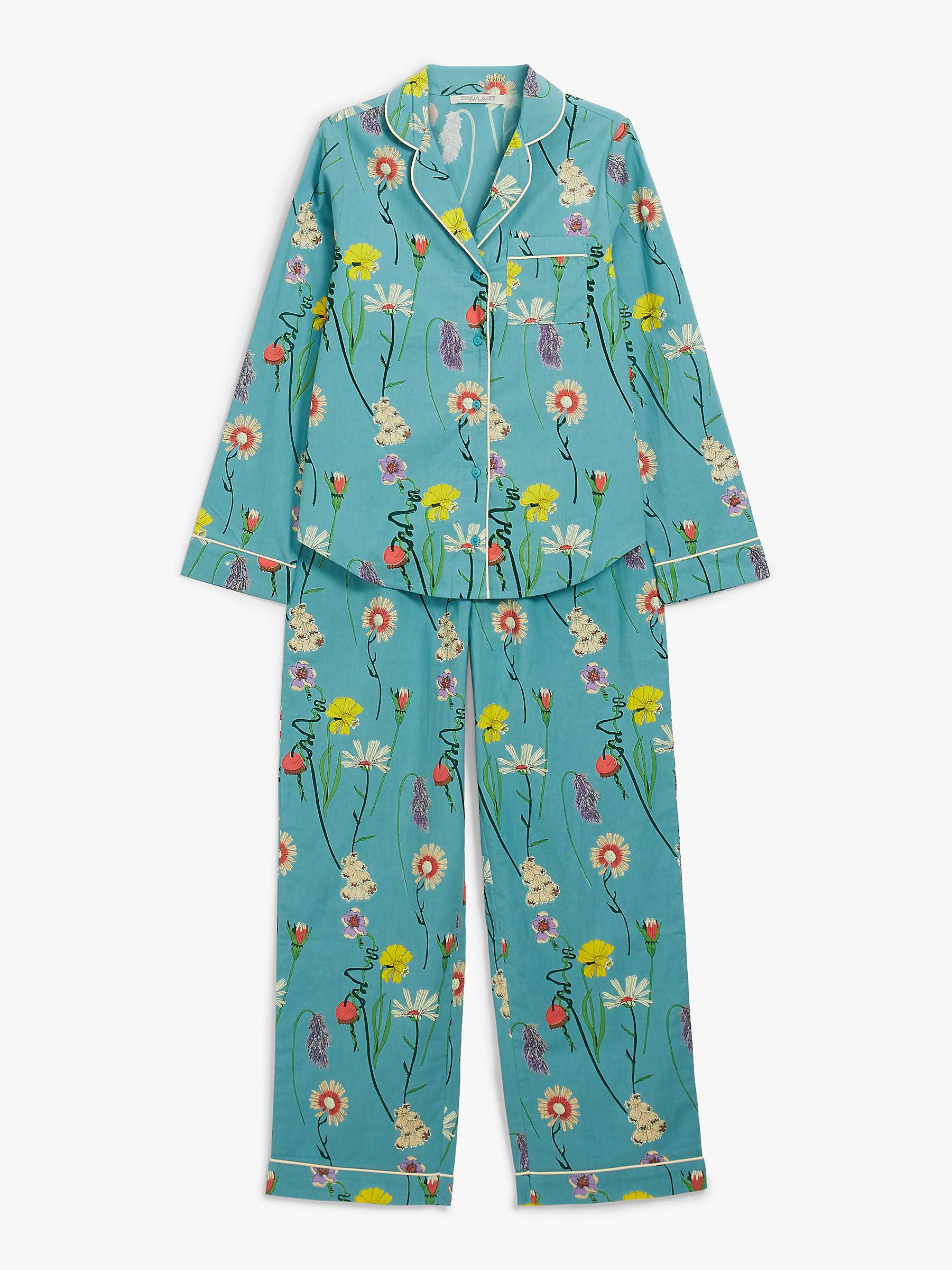Buy Their Nibs Lilac Squirrel Floral Pyjama Set, Teal Online at johnlewis.com