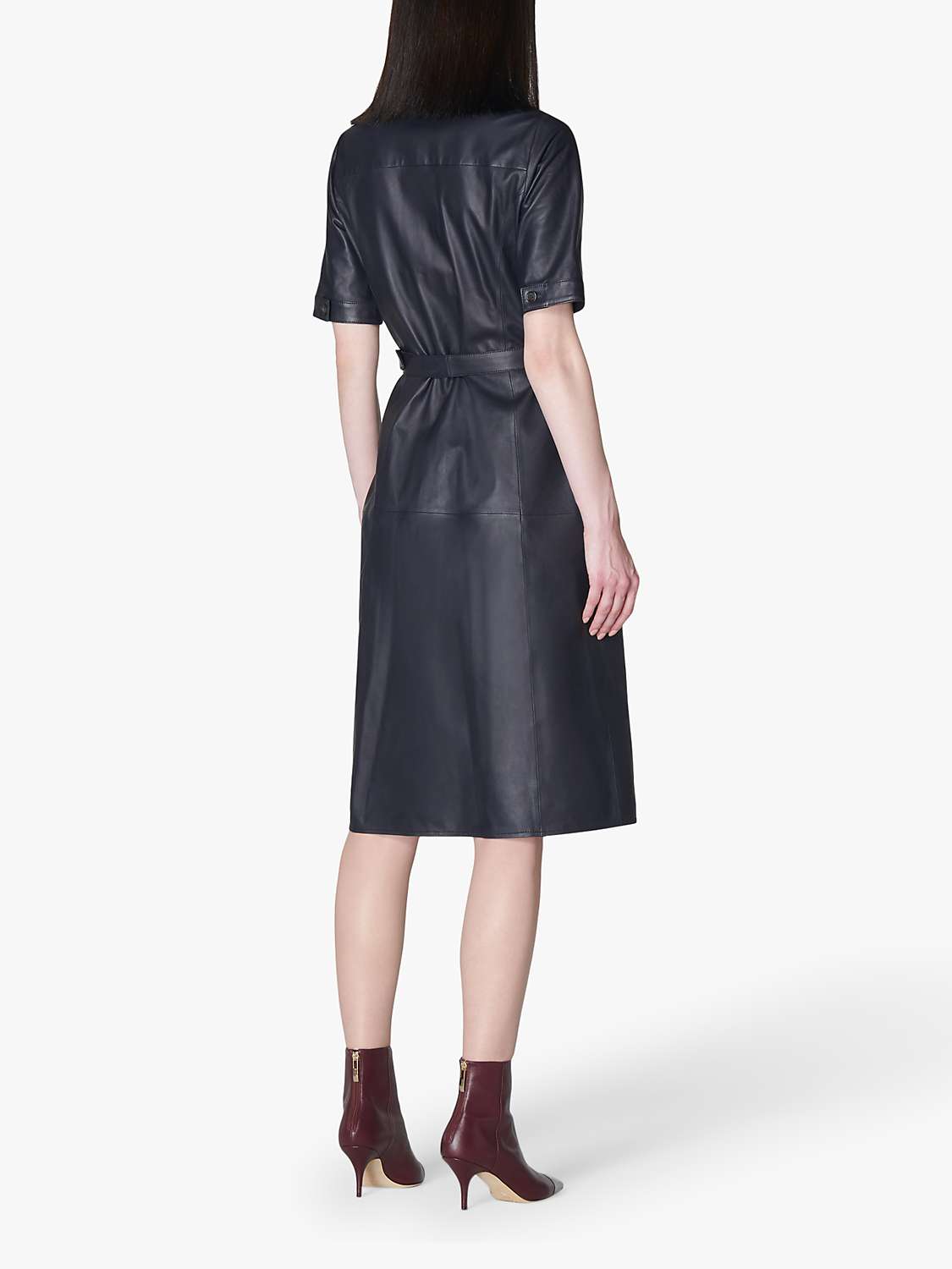 Buy L.K.Bennett Gaia Leather Shirt Dress, Midnight Blue Online at johnlewis.com