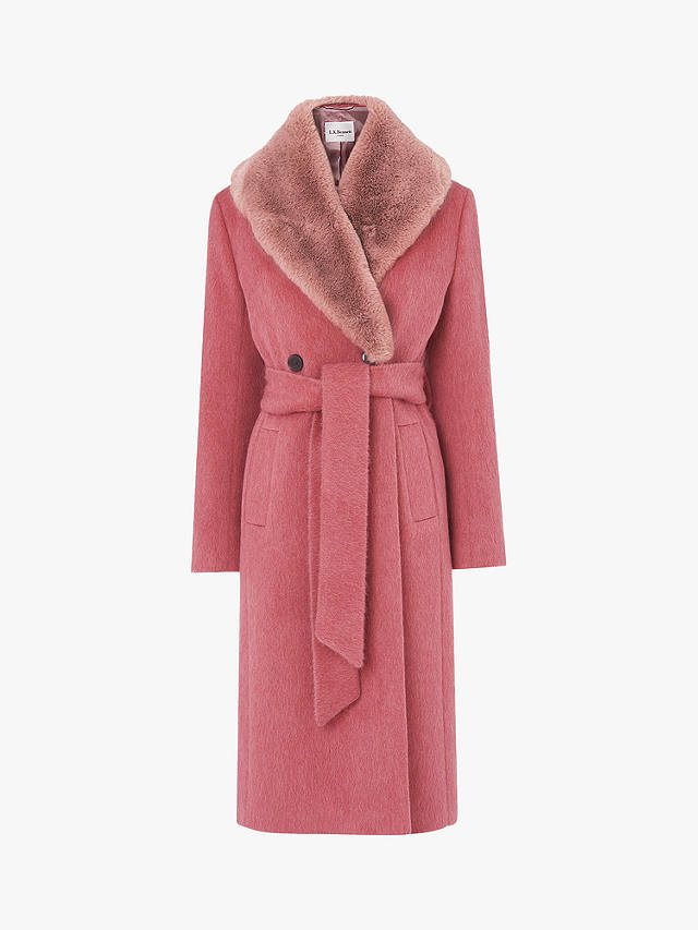 L.K.Bennett Ava Wool Blend Mohair Collar Coat, Pale Pink at John Lewis ...