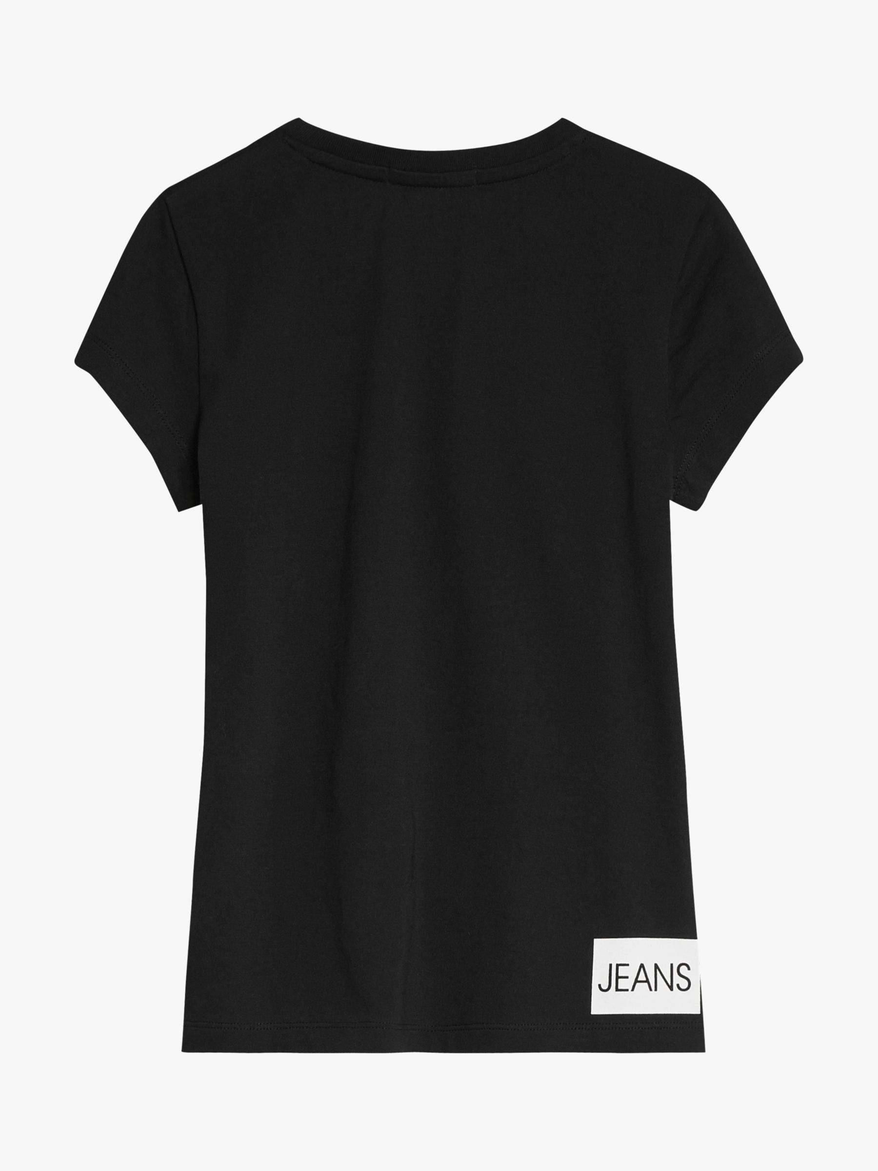 Calvin Klein Kids' Organic Cotton Institutional Logo Slim T-Shirt, CK Black  at John Lewis & Partners