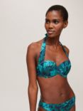John Lewis & Partners Bahama Palm Sling Halter Bikini Top, Green
