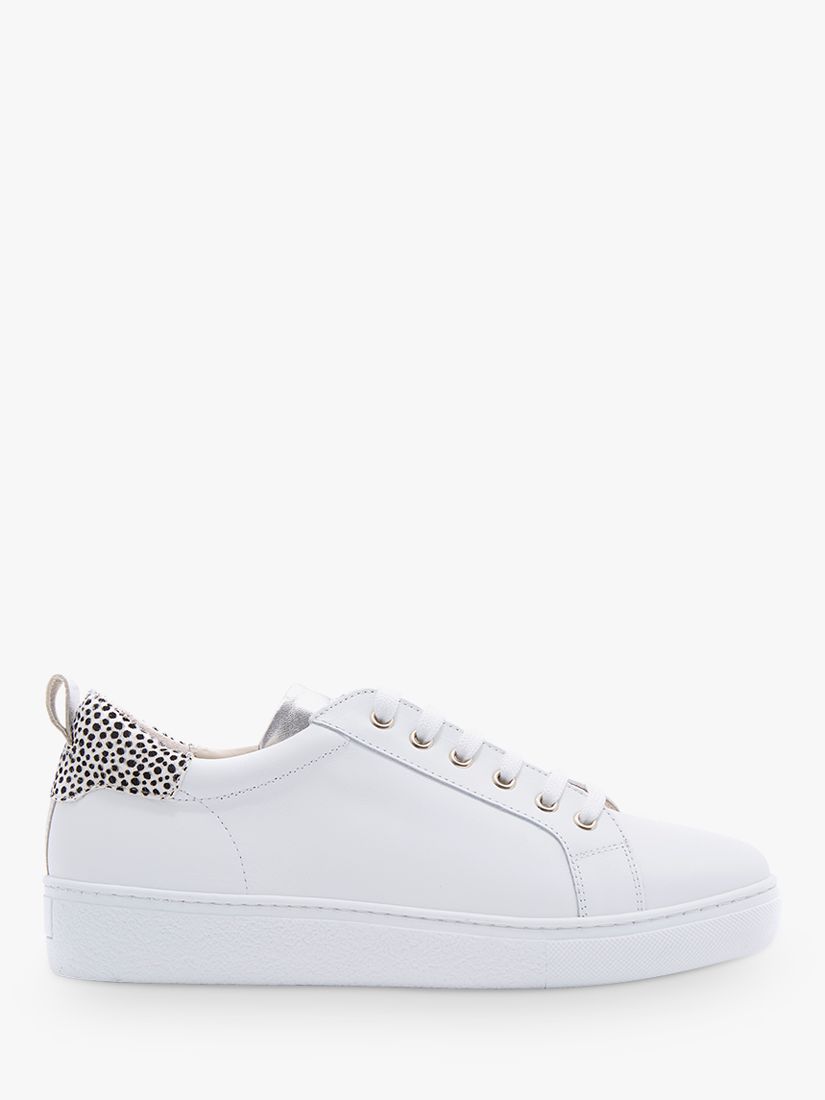 Mint Velvet Allie Animal Spot Back Leather Lace Up Trainers, White
