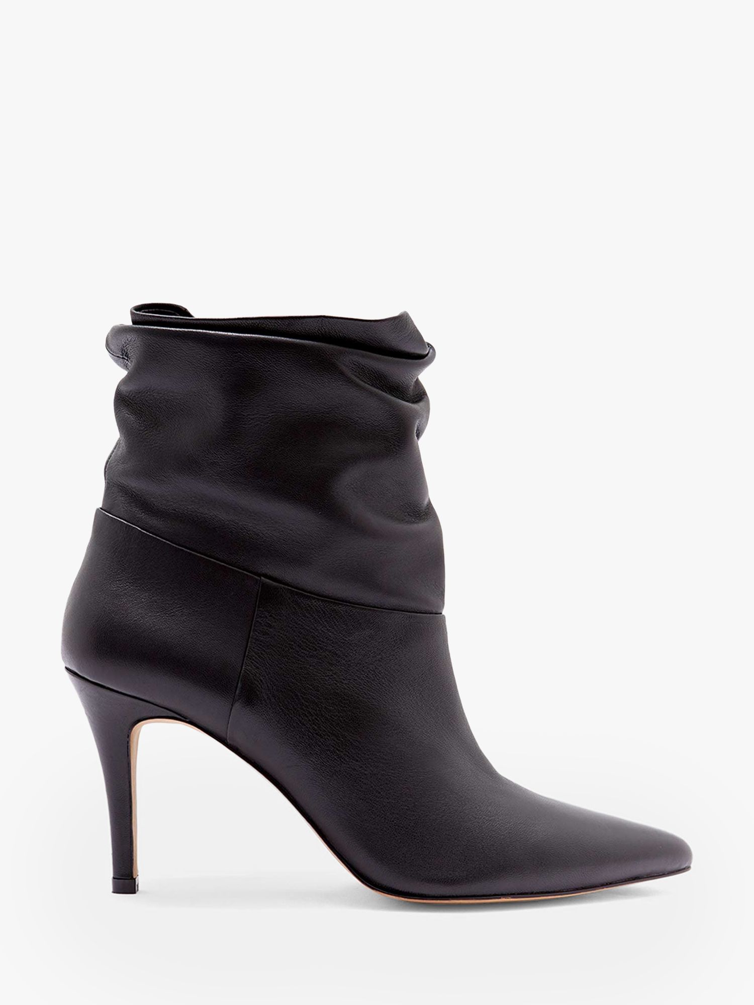 Mint Velvet Anya Leather Slouchy Ankle Boots, Black at John Lewis ...