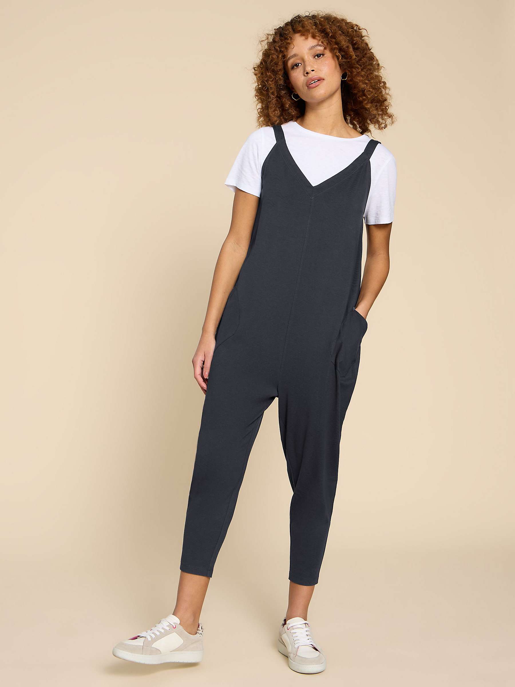 Blue White Stuff Selina Slouchy Jumpsuit in Mid Blue Womens Clothing Jumpsuits and rompers Full-length jumpsuits and rompers 