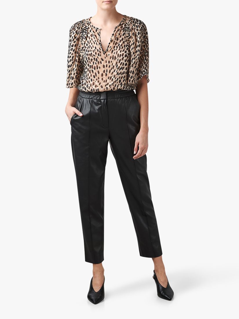 Rebecca Taylor Vegan Leather Tapered Trousers, Black