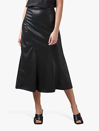 Rebecca Taylor Vegan Leather Midi Skirt, Black