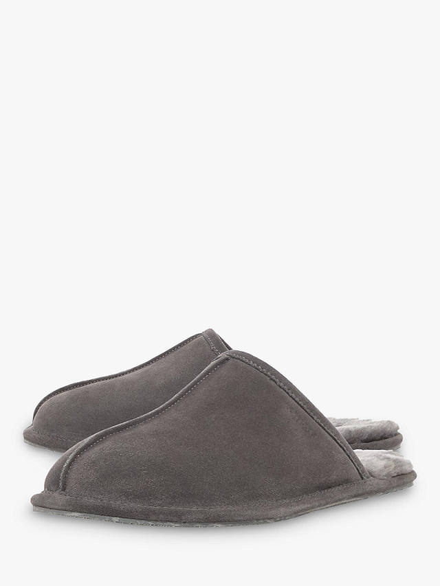 Dune Fir Suede Warm Lined Mule Slippers, Grey at John Lewis & Partners