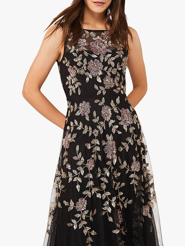 Phase Eight Collection 8 Jacqueline Floral Embellished Dress, Black/Multi