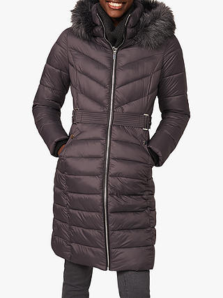Phase Eight Synthia Long Detachable Hood Puffer Coat, Pewter