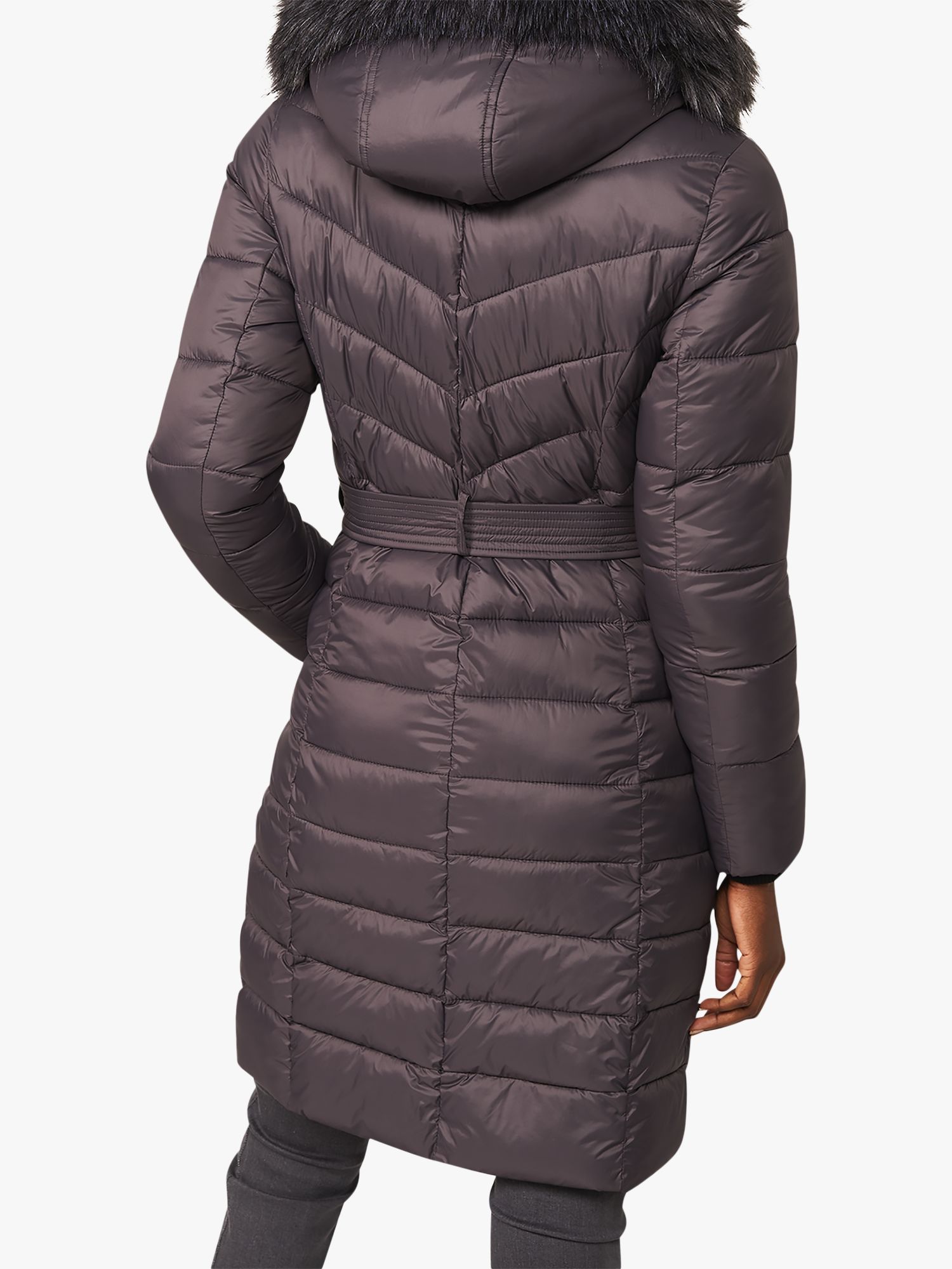 Phase Eight Synthia Long Detachable Hood Puffer Coat, Pewter at John ...