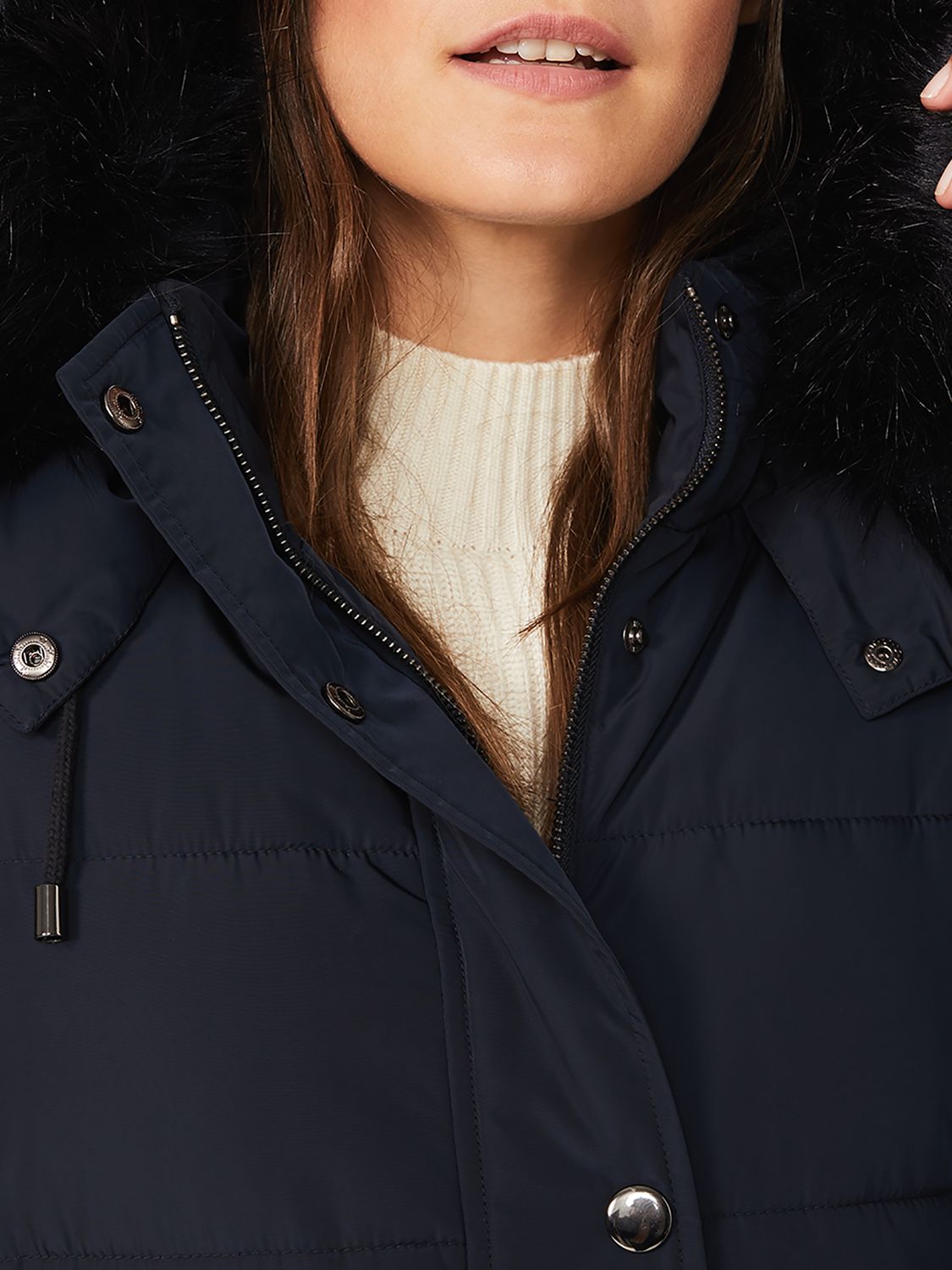 Phase Eight Mabel Long Puffer Coat, Navy
