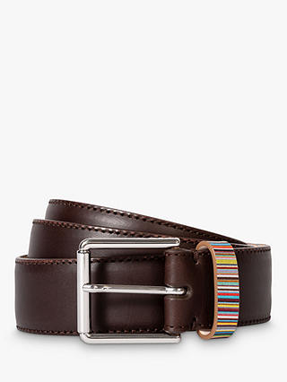 Paul Smith Stripe Keeper Leather Belt, Brown